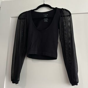 Free people intimates cropped long sheer sleeve NWT